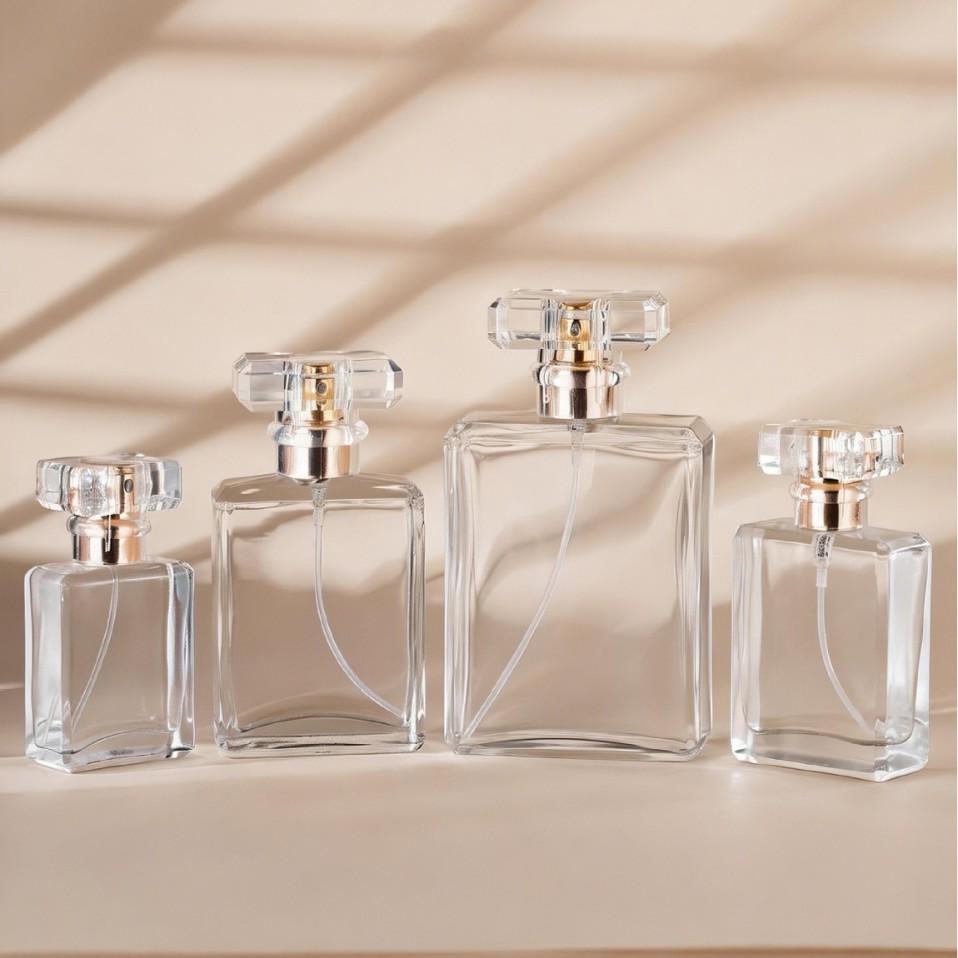 High-Grade Transparent Glass Square Perfume Spray Bottle