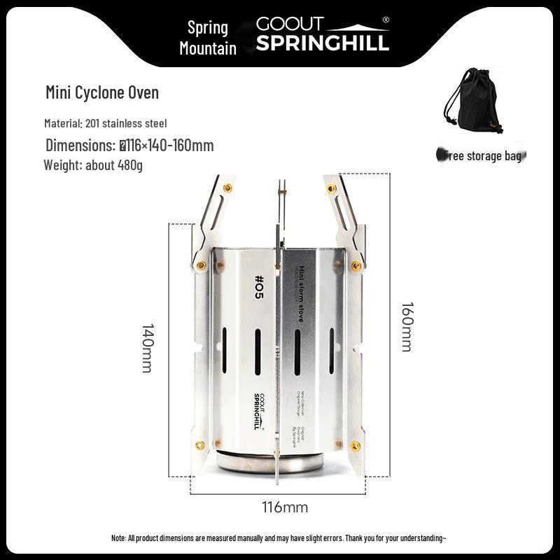 Spring Mountain Mini Cyclone Stainless Steel Portable Wood Stove for Outdoor Camping