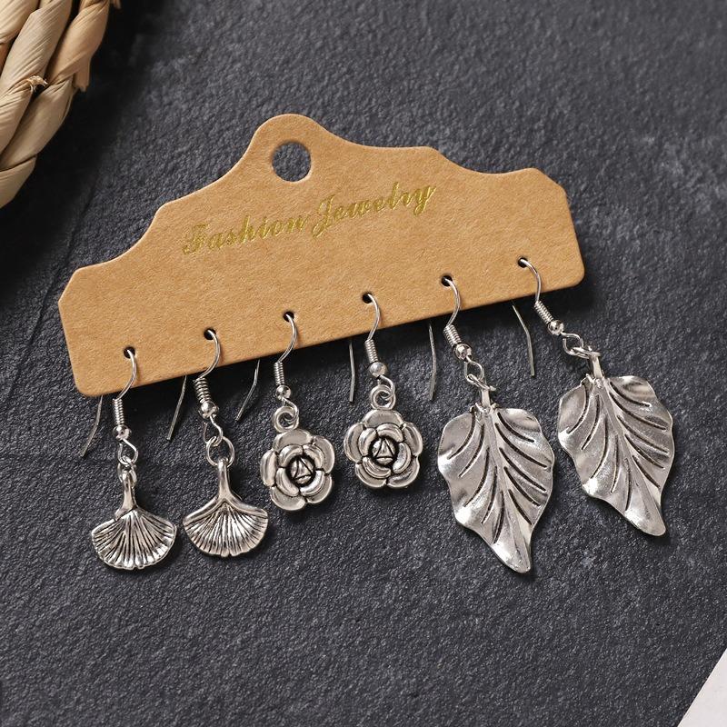 Earrings Set, Retro Handmade Tibetan Silver Earrings, Simple and Versatile Fringed Women's Ear Jewelry.