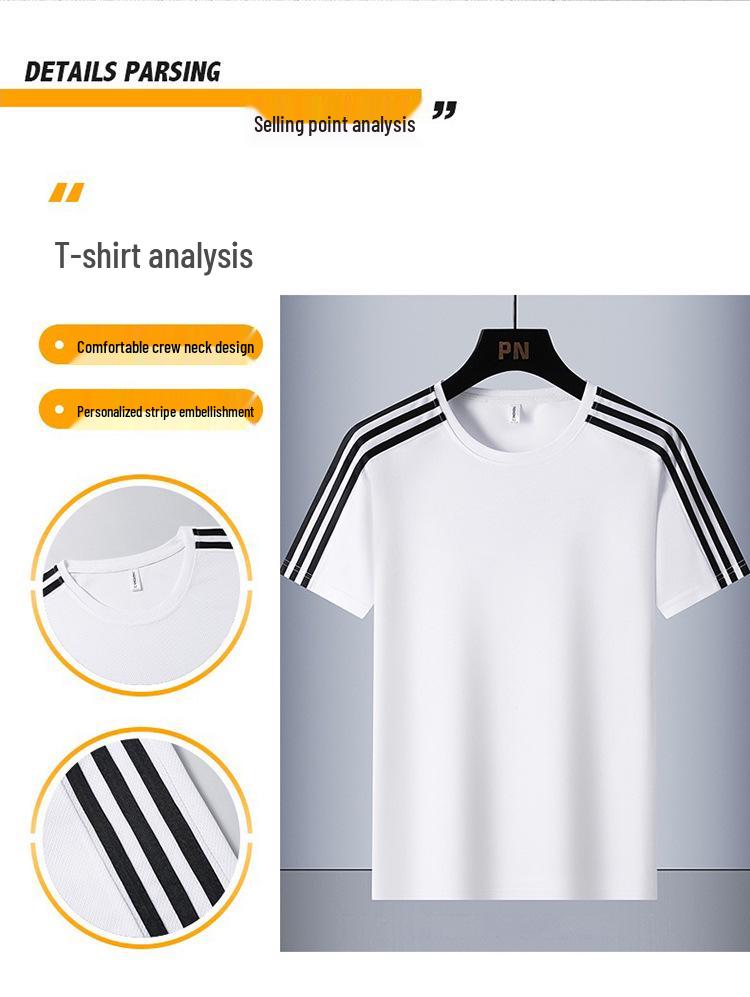 Women's Sporty Three-Piece Set: M-8XL Crew Neck, Short Sleeve with Shorts, Casual Running Attire with Three Stripes for Summer.