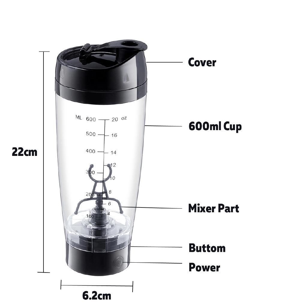 600ml USB Portable Electric Rechargeable Automatic Coffee Protein Milk Mixer Cup Shaker For Travel Use Fruit Juice Mixer
