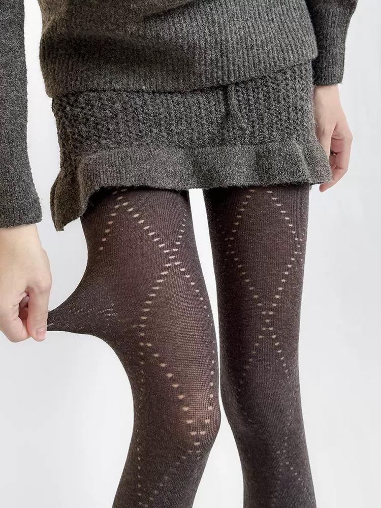 Kids Spring Autumn Winter Gray Diamond Ultra‑Transparent Pantyhose,Anti‑Hook Silk Versatile Leggings,Non‑Slip Crotch Slimming Pantyhose