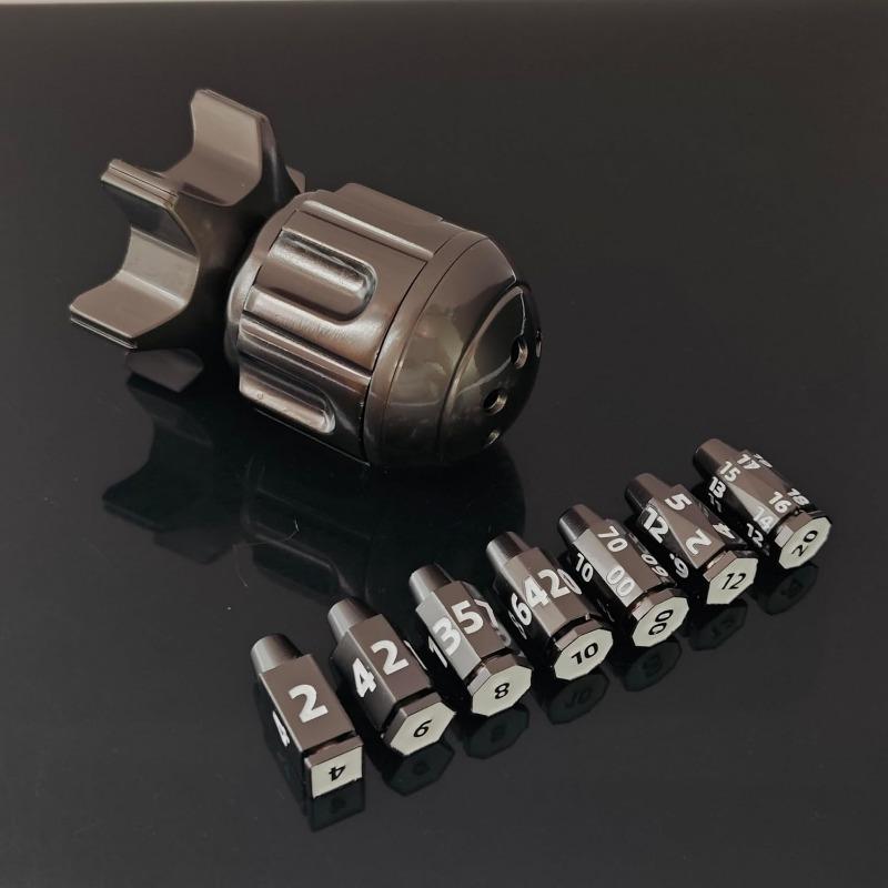 Набор из 7 металлических многогранных игральных костей с вращающимся револьверным — фото 5