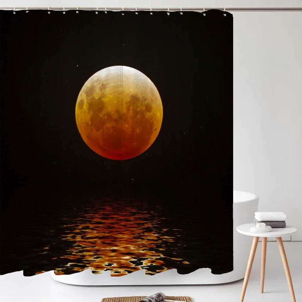 Starry Space Shower Curtain Blue Galaxy Shower Curtains Nebula Waterproof Polyester Fabric for Bathtub Bath Room Decor with Hook