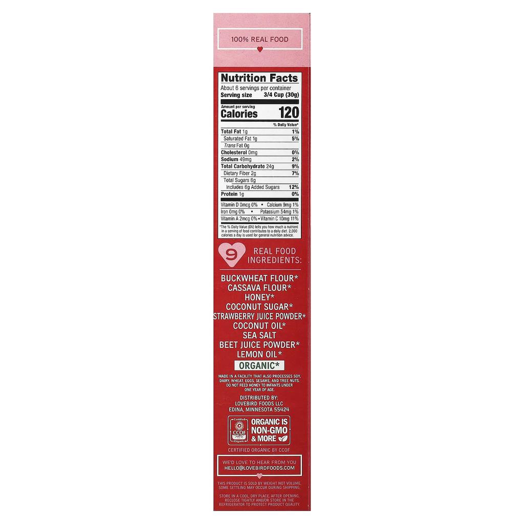 Lovebird, Grain-Free Cereal, Organic Fruity O, 198g (7oz)