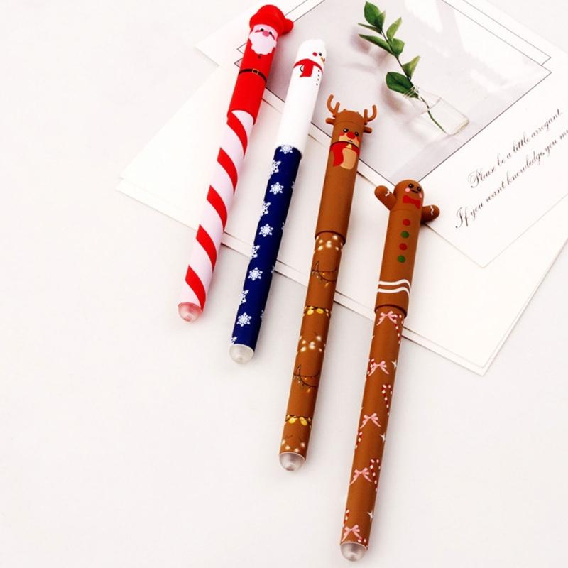 4Pcs Festive Erasable Ballpoint Pens Friendly Plastic Design Comfort Grip Ballpoint Pens Set for Holiday Writing Tools