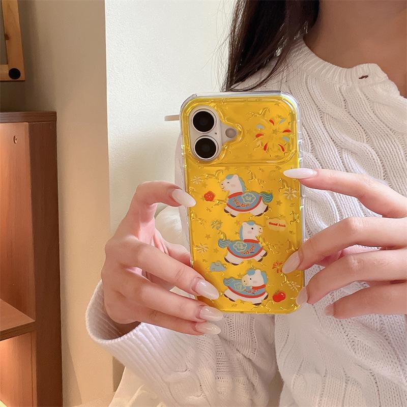 Chinese Ingot Three Little Horses iPhone 17/16 Pro Max/15/14 Trendy Phone Case