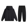 Li Ning Loose Fit Letter Hooded Pullover Long Sleeve Fleece Casual Sports Suit Unisex Suit Black AWDU673-3+YKLU208-1