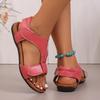 New European and American Style Velcro Flat Sandals Women's Large Size Fish Mouth Roman Shoes Comfortable and Breathable Beach Wear