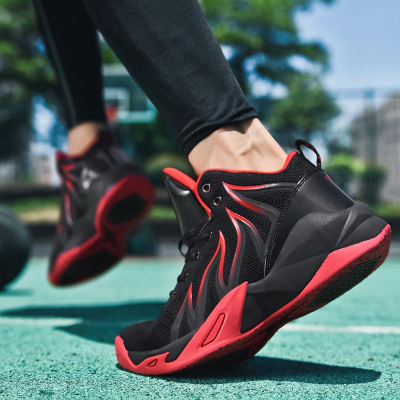 Men's shoes basketball shoes autumn and winter new high-top fly-woven breathable non-slip wear-resistant sports shoes men's running casual shoes