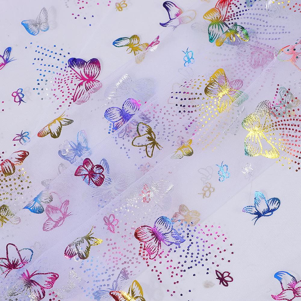 Seven-Color Hot Stamping Butterfly Mesh Fabric for Wedding Dresses, Evening Gowns, DIY Crafts, Women's and Children's Apparel Accessories