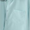 INCERUN Oversized Lapel Neck Short Sleeve Pocket Buttons Causal Shirts Tops