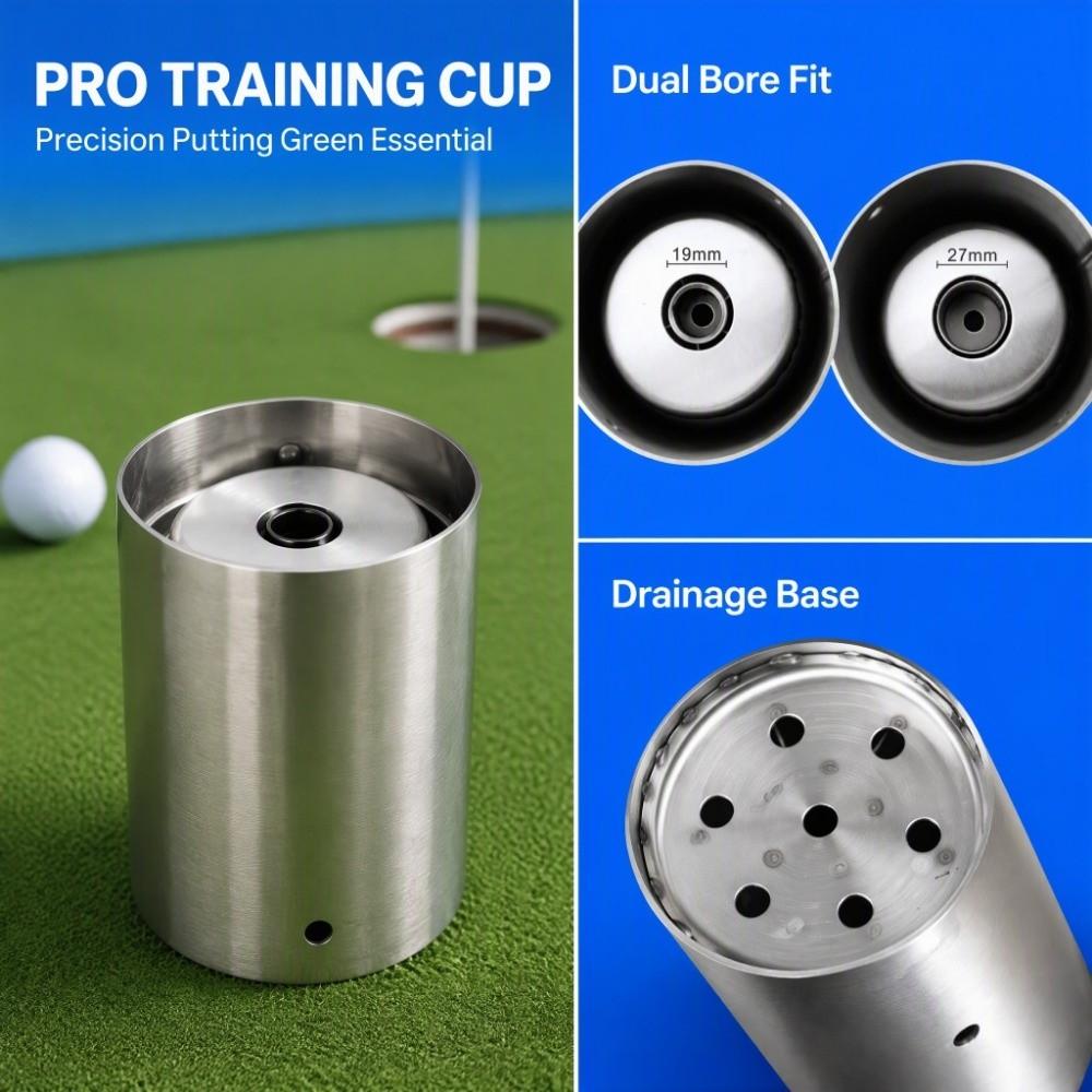 Metal Construction Golf Hole Cup Bottom Drain Hole Golf Green Cup Golf Flagstick Cup Golf Course