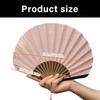 Solid Color Shell Fan Natural Fiber Fabric Foldable Breathable Handheld Retro Cooling Fan 6XDE