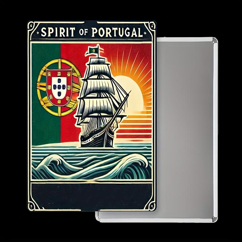 Mfoever Tin Sign HD Tin Sign Spirit of Portugal Vintage Wall Decor  Retro Portuguese Flag Sailing Ship Art Metal Tin Sign for Home Bar Decor