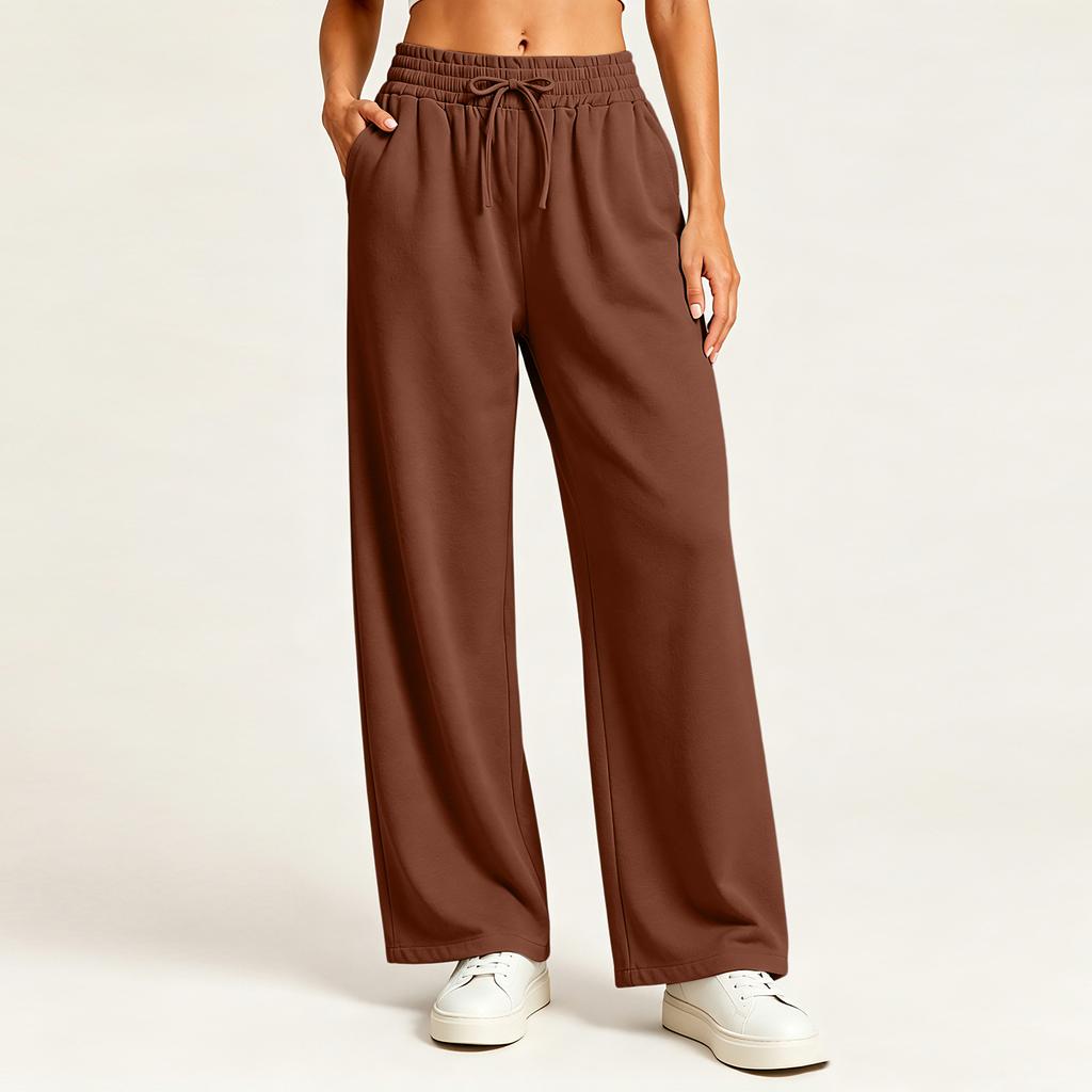 Women's Stylish Casual Loose Fit Straight Leg Pants with Pockets in Color for Everyday Wear