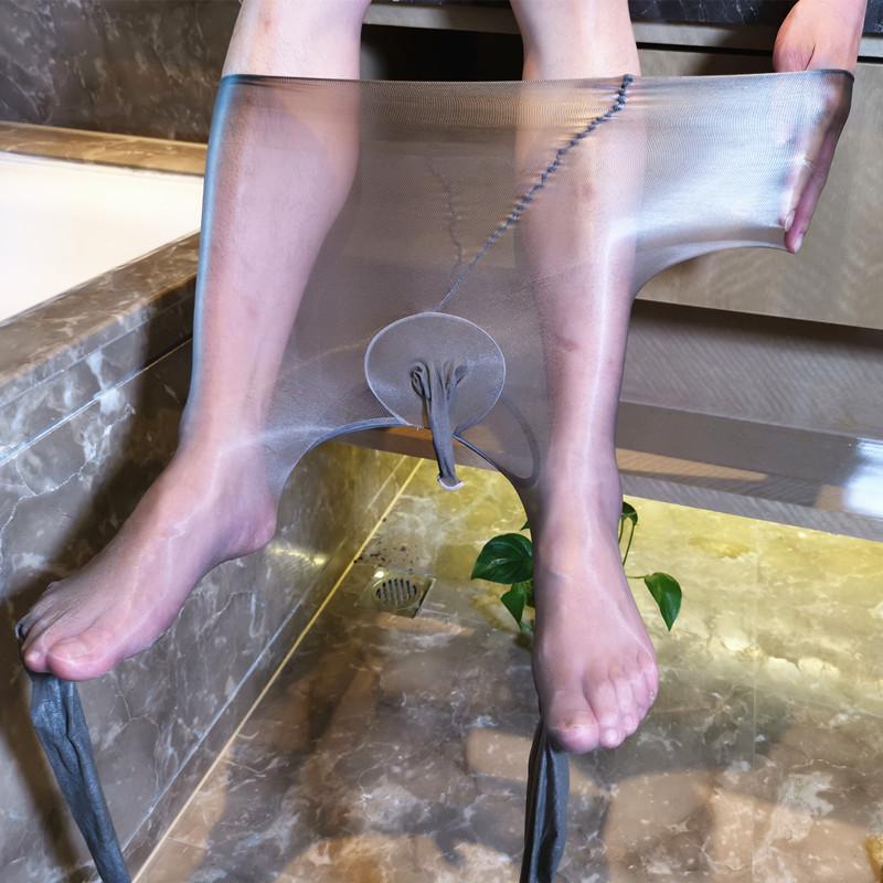 1Dtransparent Waistless Silky Smooth Glossy Sexy Stockings Men'S Ultra-Thin Penis Sleeve Base Pantyhose