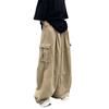 Men Pants with Multi Pockets Elastic Waist Wide Leg Oversized Vintage Cargo Pants
