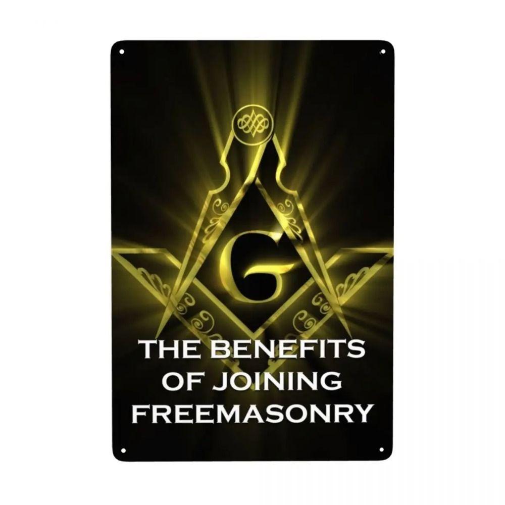 Tin Sign Masonic Darkness to Light Retro Metal Plaque Bar Cafe Wall Decor 20x30cm