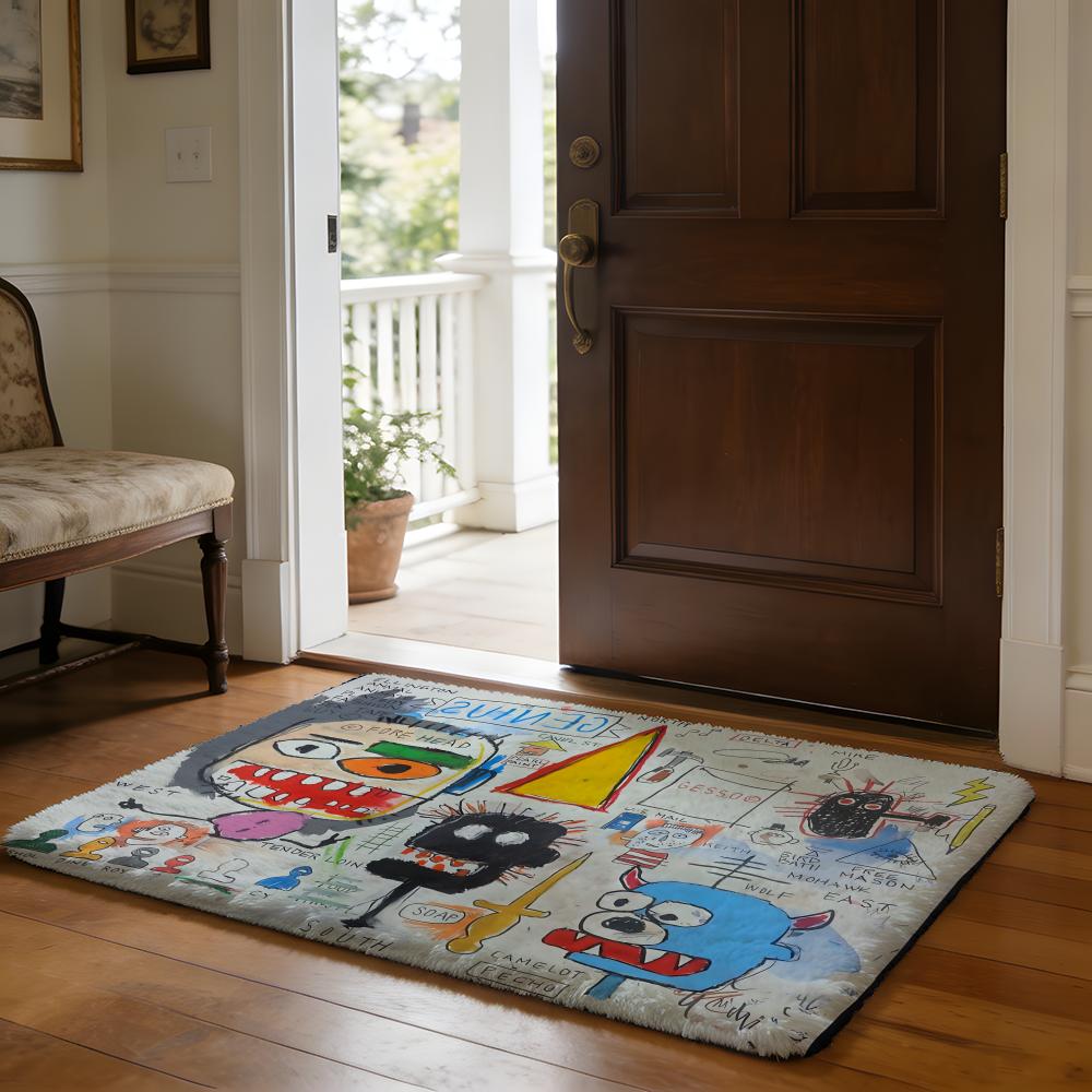 Floor Mat Soft Flannel Rug Non-Slip Absorbent Mat for Bathroom Bedroom Home Decor P-P-Peaceminusones Design Anime