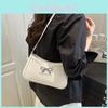 Color Solid Simple Bow Decoration Crocodile Texture Women Casual Bag Shoulder