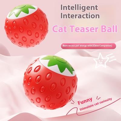 Strawberry New Cat Toy Self-hi To Relieve Boredom Electric Pet Rolling Ball To Amuse Cat Jumping Ball Bite-resistant Toy
