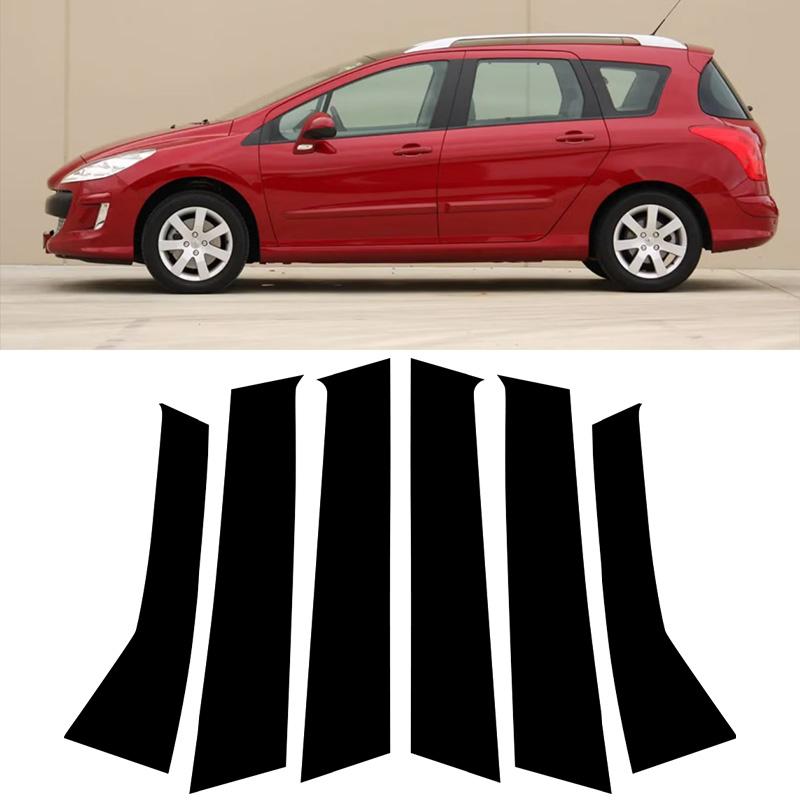 6 ks pro Peugeot 308 SW/Touring 2007-2014 Samolepky na ozdobné lišty středového sloupku okna dveří auta Černé Auto Stylingové Doplňky