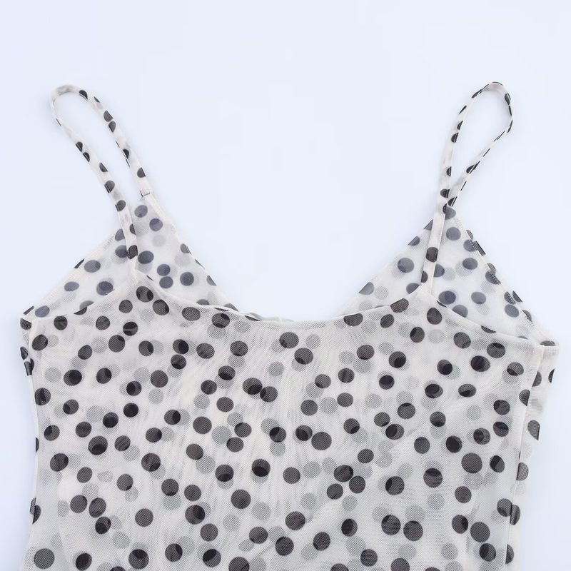 Kaslead New Arrival Women's Clothing Fashion Style Fashion Minimalist Polka Dot Brace Length Dress 5039226