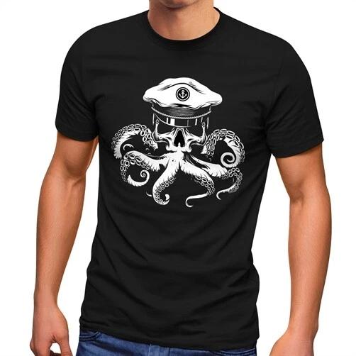 Men s T-Shirt Captain Skull Octopus Captain Skull Octopus Fashion S