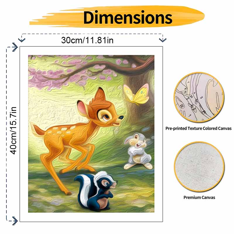 Disney Bambi Digital Oil Painting Diy Coloring Handpainted Handpainted Filling Home Decoration Gift Canvas Wall Art for Living Room