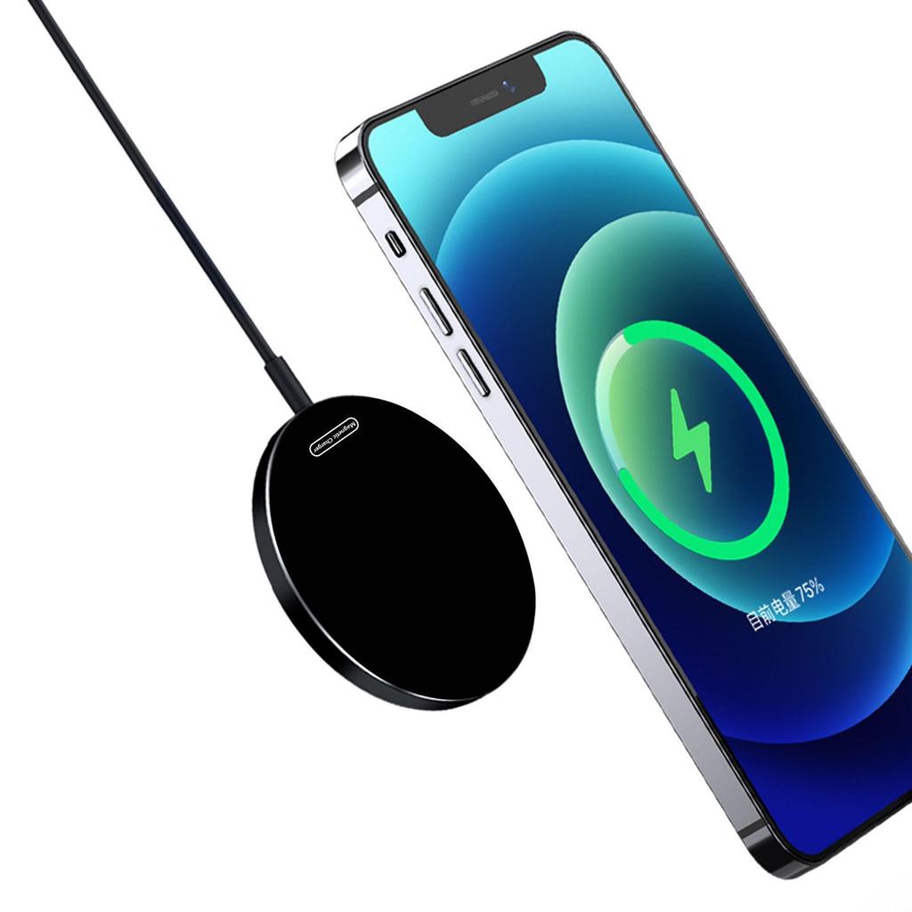 Carregador Sem Fio Magnético Ultra Fino Fosco de 25W com Acabamento de Alto Brilho, Compatível com Telefones Apple 17qi2