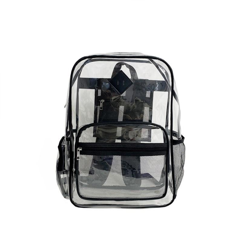 Schoolbag transparent double shoulder jelly bag, double back male high school college student PVC schoolbag female large capacity trend backpack