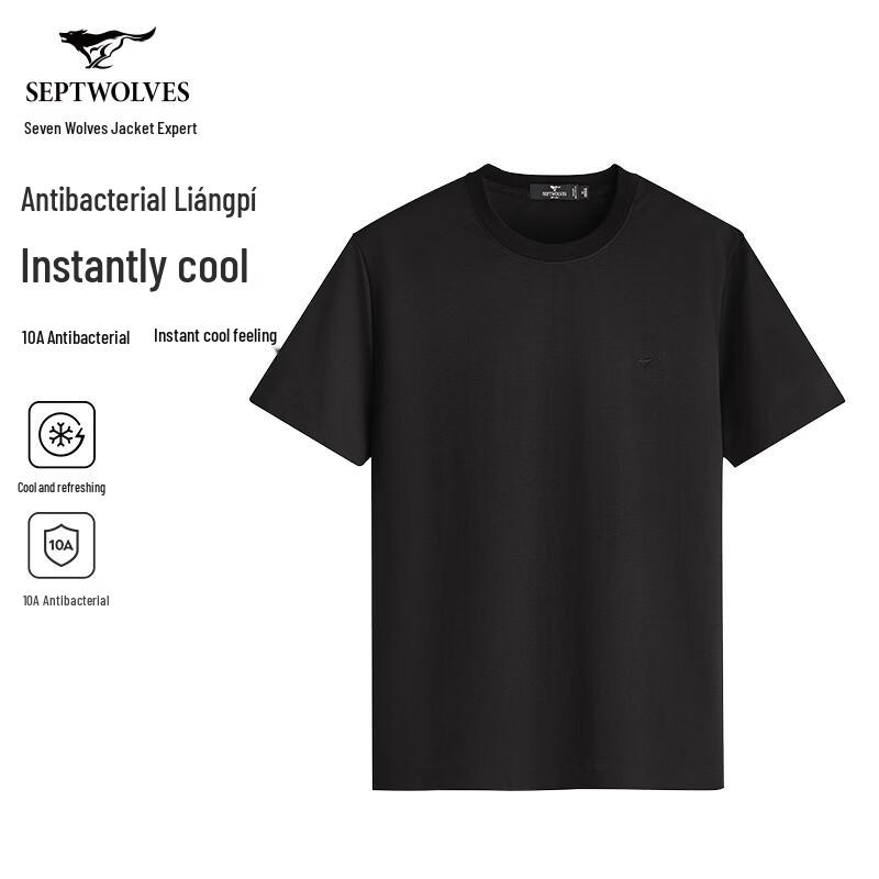 Septwolves Men s Casual Round Neck Short Sleeve T-Shirt 180/96A чёрный