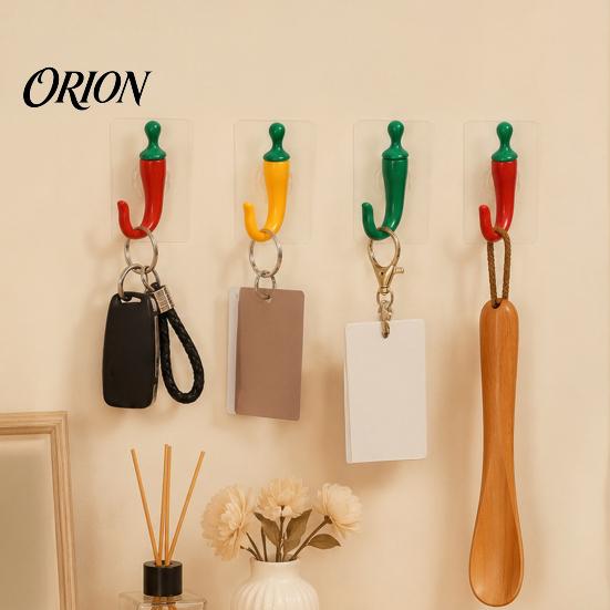 Bathroom Towel Holder 2PCS Chili Adhesive Hooks, Cute Decorative Punch-Free Wall Hangers, Heavy Plastic Hooks for Decor Duty Seamless Storage Kitchen
