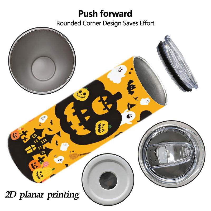 591ml Straight Cup Halloween elements Straw Cup Hot Cold Tumbler Stainless Steel Tumbler Metal Coffee Mug Gift Cup