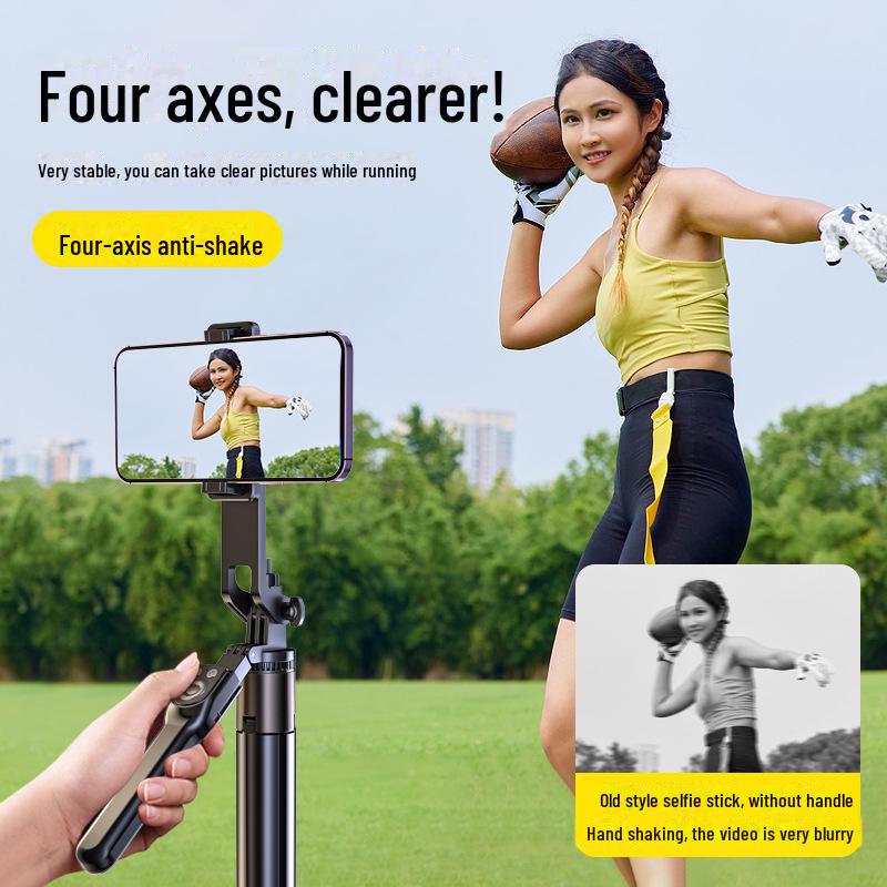 New Anti-Shake Four-Axis Gimbal Selfie Stick with Tripod for Mobile Live Broadcast and Travel