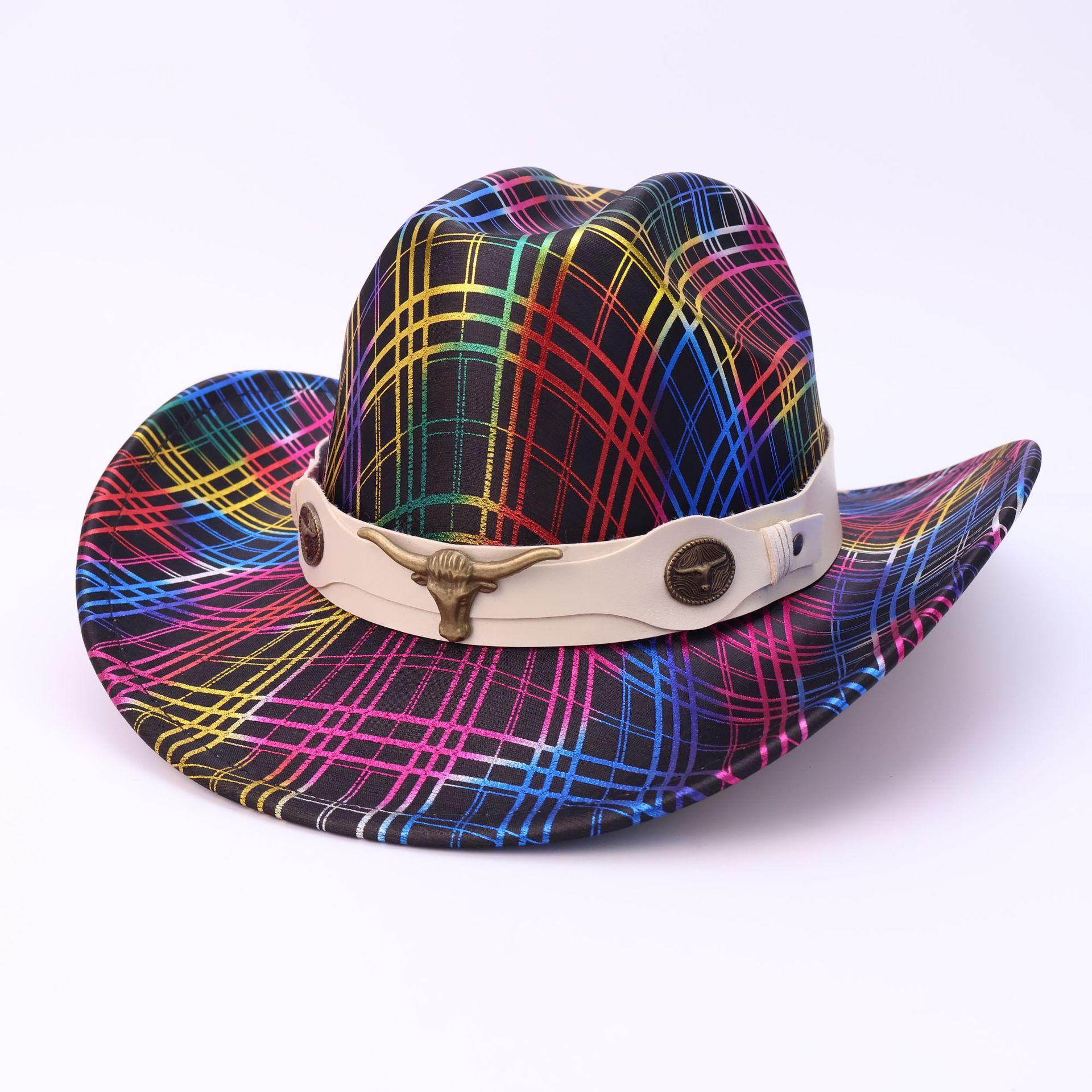 

New Laser Pattern Western Cowboy Hat Men S And Women S Party Top Hat Fashion One-Word Jazz Hat M（56-58cm） чорний