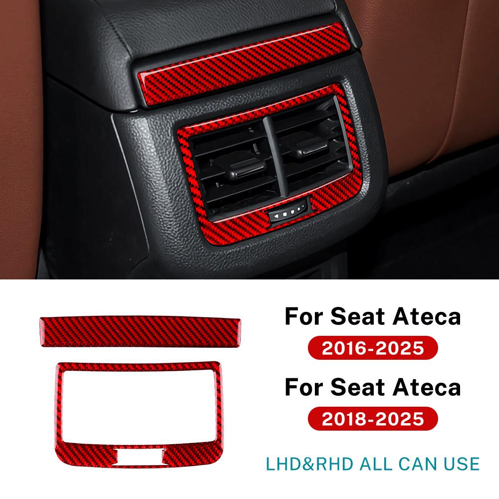 Real Soft Carbon Fiber Sticker For SEAT Ateca 5F 2016-2025 For Cupra Ateca 5F 2018-2025 LHD RHD Car Rear Air Outlet Frame Panel
