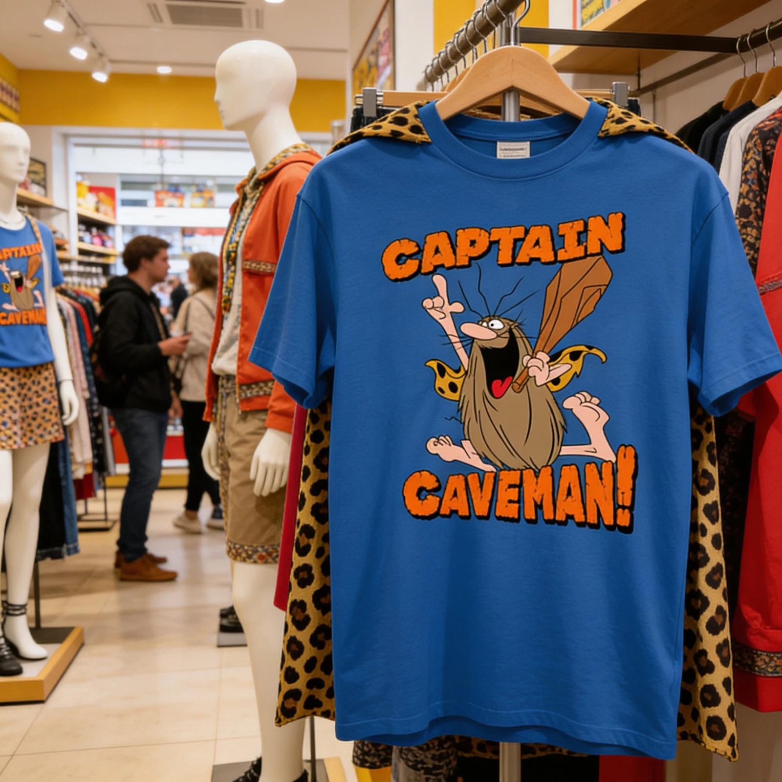 Captain Caveman cartoon blue T-Shirt short sleeve All sizes 2XL