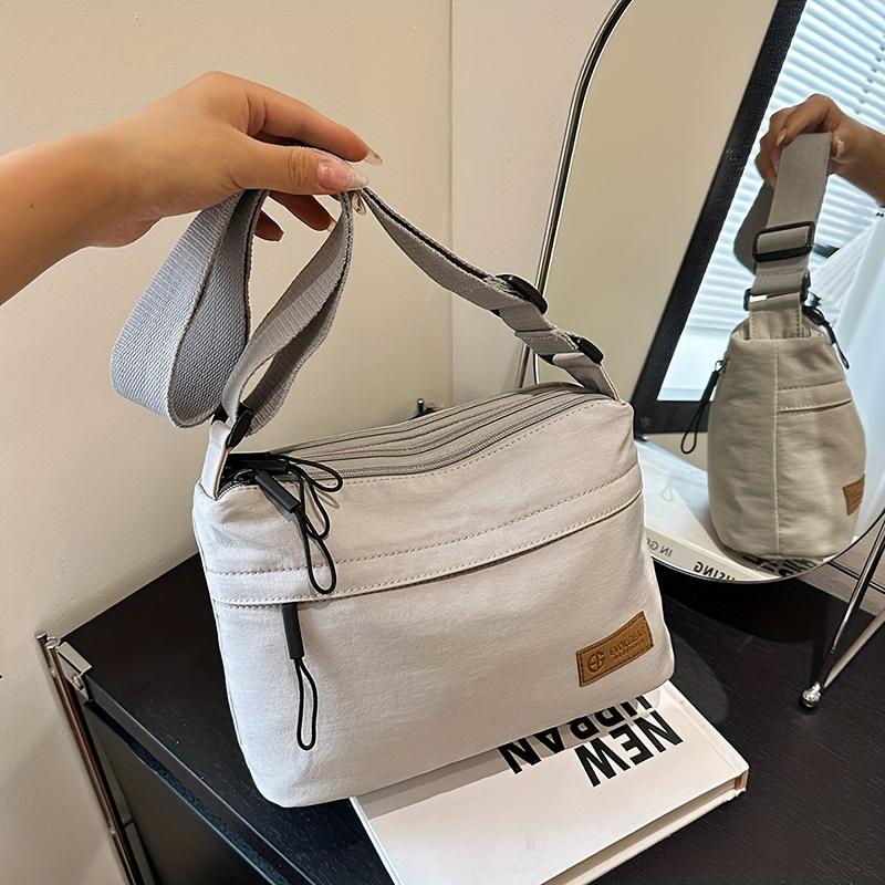 Nylon Square Messenger Bag - Lightweight, Fashionable, Multi-Layer Large Capacity with Adjustable Strap, Anti-Theft Travel Shoulder Bag in