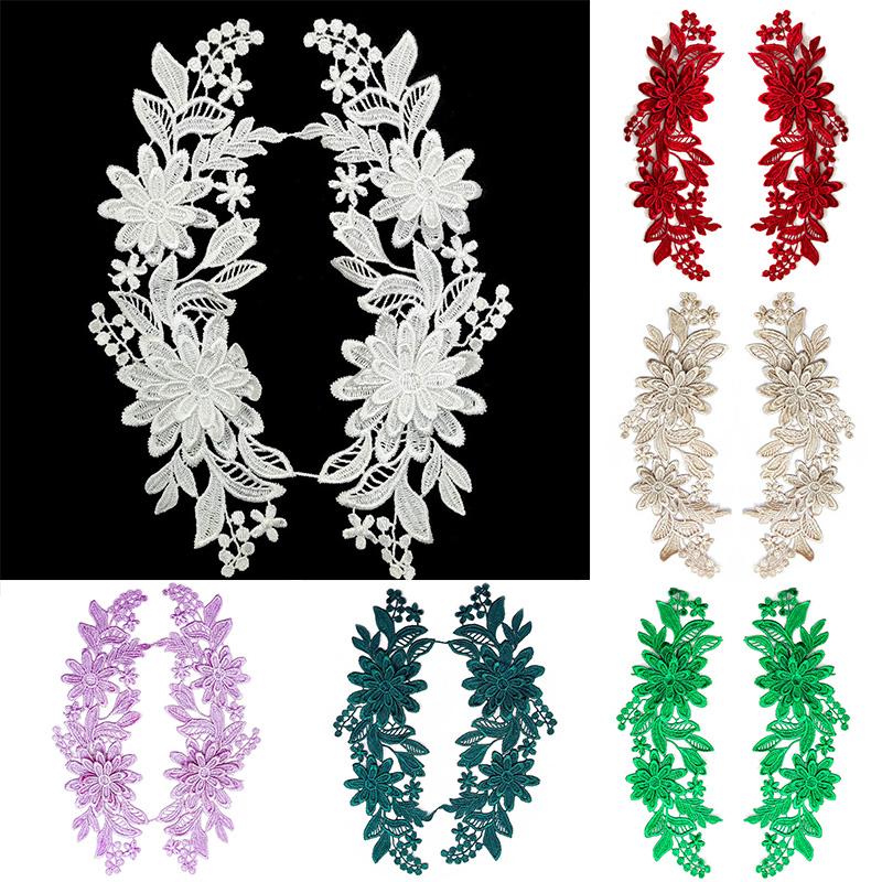 1 Paar Geborduurde Applicaties 3D Bloem Applicatie Voor Kleding Tas Kant Bloem DIY Hol Prachtige Badges Accessoires 23X8cm