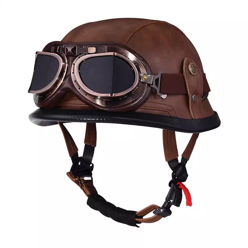 VGV Vintage Half Helmet Motorcycle Helmets Summer Cool Protective Glasses Man Women Boy Girl Light Cute Sunburn Protection