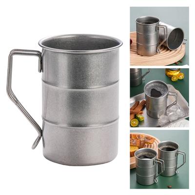 Conjunto de 2 Copos de Bebida de Aço Inoxidável para Bebidas Grande Capacidade Copo de Água Estilo Industrial Forma de Barris de Óleo Caneca de Cerveja