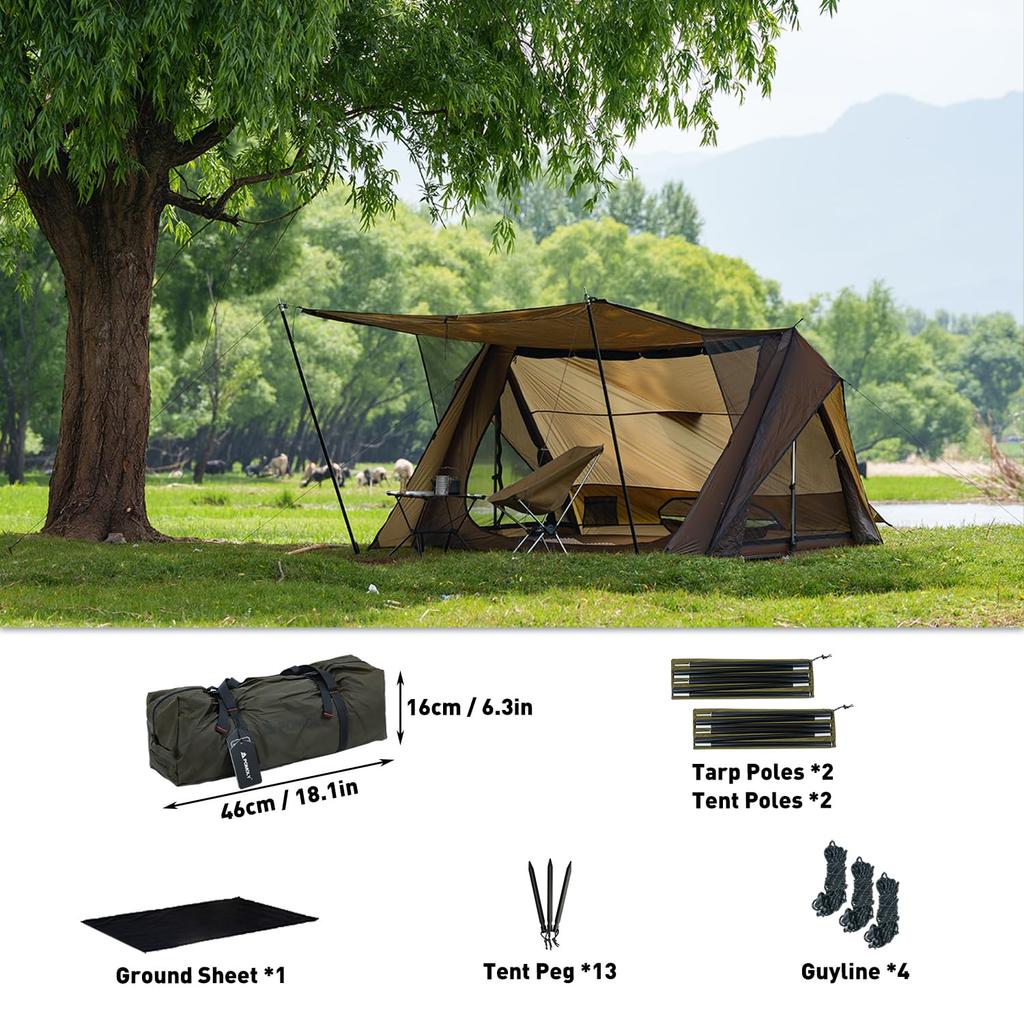 Lightweight Backpacking Tent (20D Nylon) Hiking Tent Camping Bushcraft Shelter 3 Season