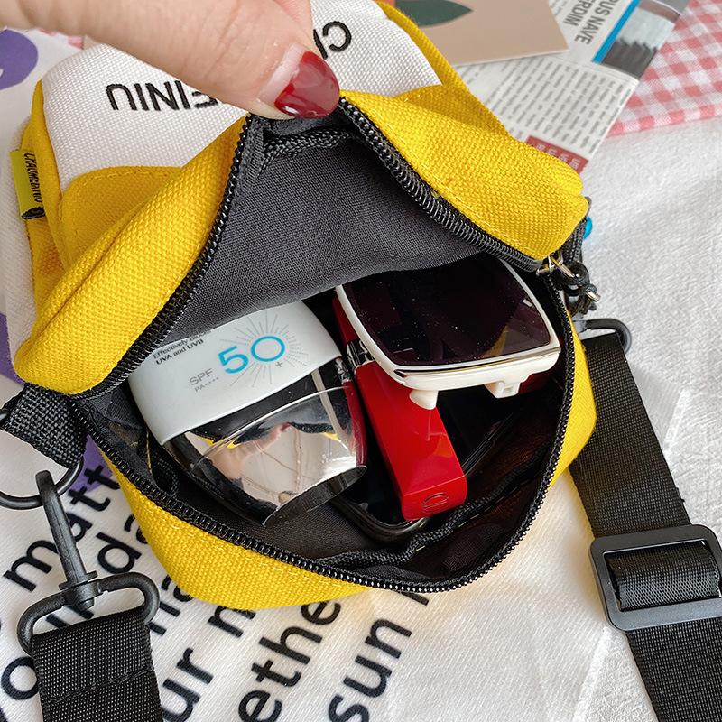 Cute Small Bag Women's Oblique Cross Canvas Bag 2025 New Girl Student Shoulder Bag Fashion