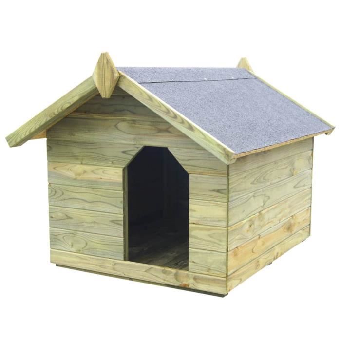 Niche de jardin - vidaXL - Bois de pin imprégné - Toit ouvrant - Pour chien moyen - Extérieur