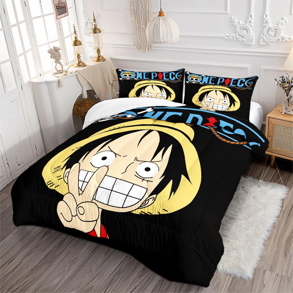 Animated One Piece Fat Digital Printing Bedding Three-piece Quilt Cover Set