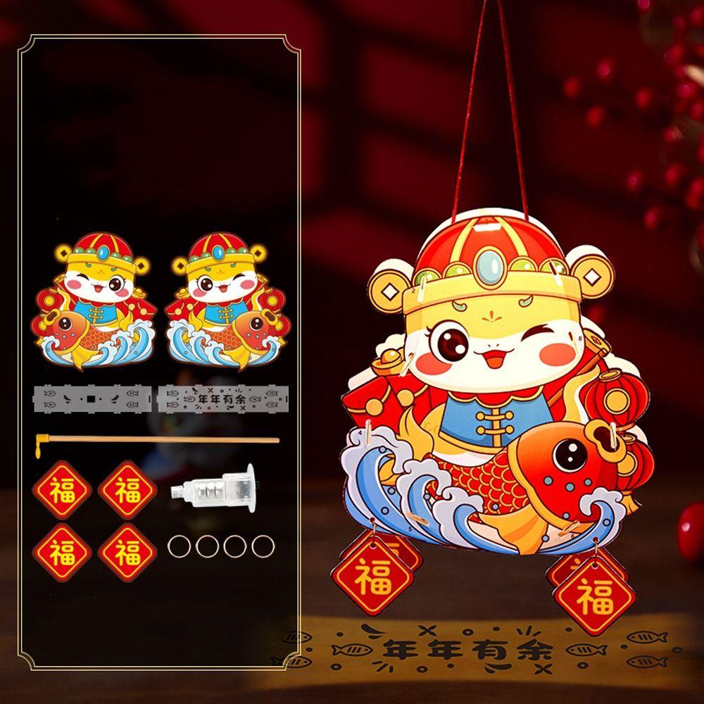 PVC Chinese Snake Year Portable Lantern Cartoon New Year Luminous Lantern  Good Luck Decoration