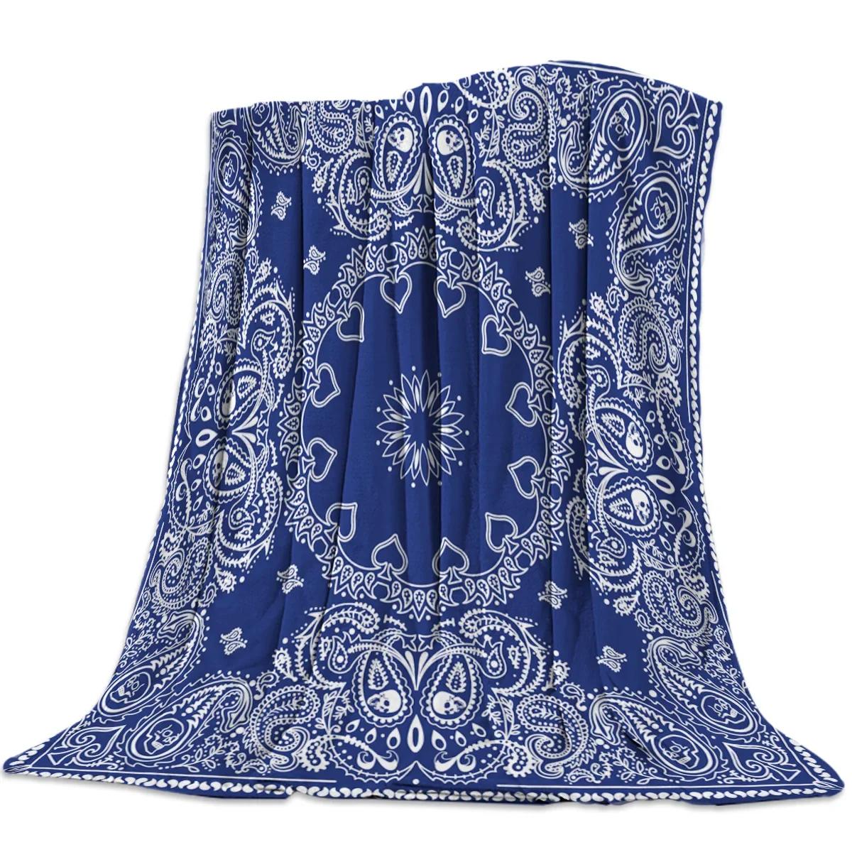

Bandana Print Flannel Throw Blanket for Bed Sofa Portable Soft Fleece Funny Plush Bedspread Home Textile 40x50in