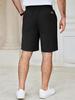 Men's Solid-color Suit Shorts with Leather Label Drawstring Casual Multi-pocket Capre Shorts